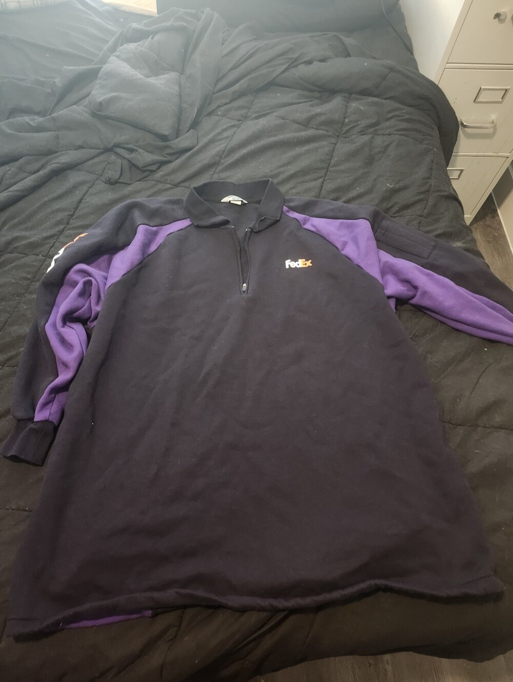 FedEx Stan Herman 1/4 Zip Pullover Men's Size 4XL Sweatshirt Black Purple FD5855